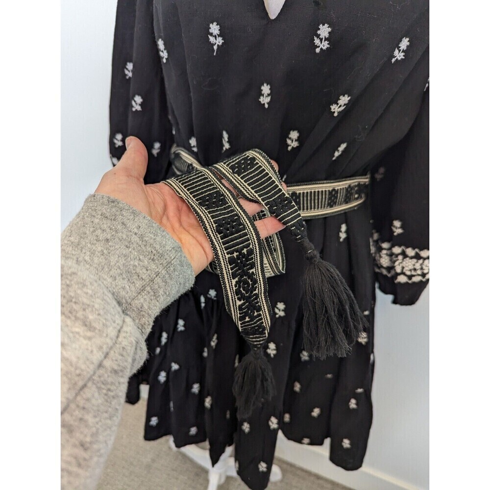 Cleobella Dress Women Size XS Black Revolve Boho Tribal Indie Embroidered Fringe - Picture 4 of 14